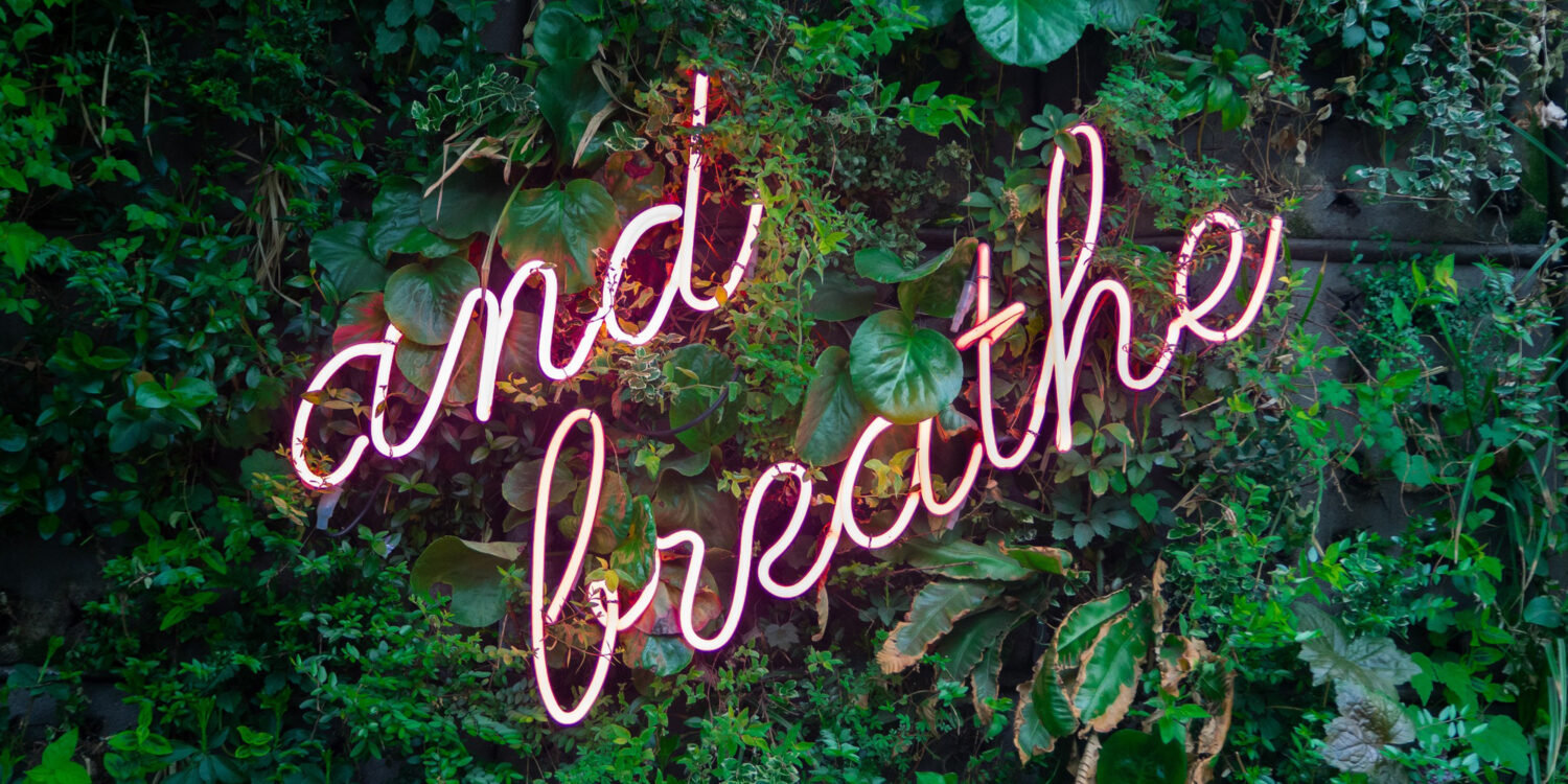 The words and breathe in neon light